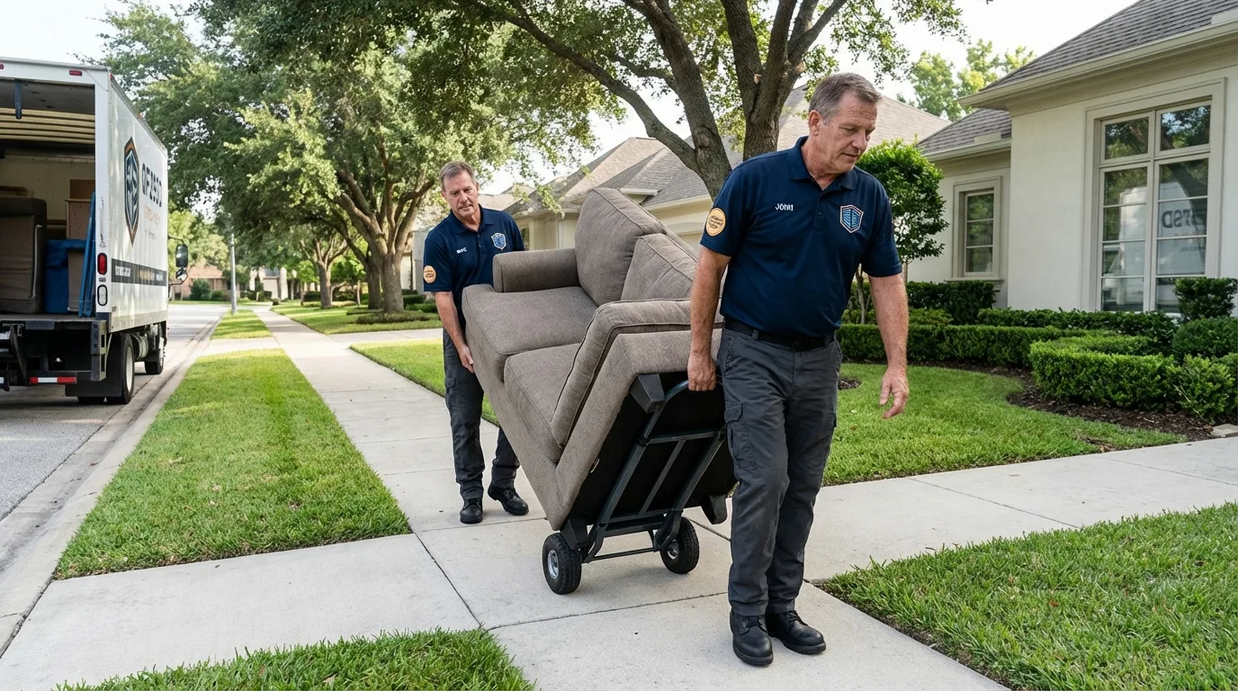 Local residential moving crew loading furniture in Fort Lee, NJ